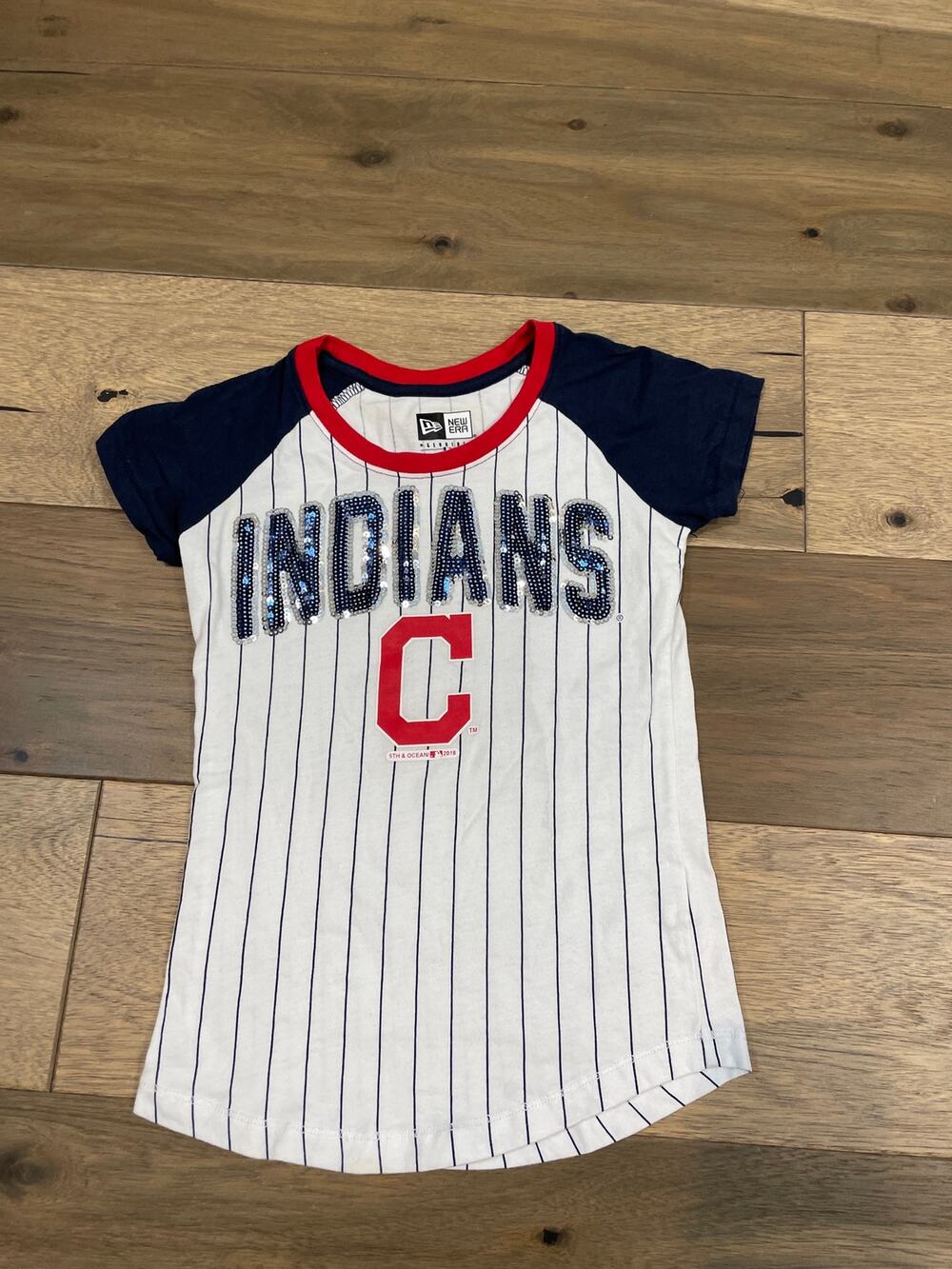 New Era Youth Size 6/6X Cleveland Indians MLB Top with Sequin Logo